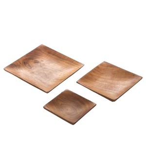 Plateau de service en bois pour café boisson froide petit-déjeuner plat ensemble de 3 utilisé dans les hôtels et restaurants plateau de service en bois - Product Image 1