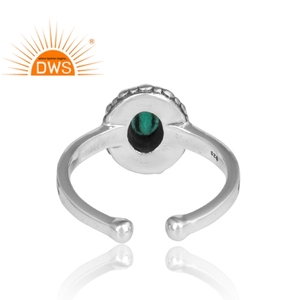 Bague en pierre précieuse d'onyx vert Offre Spéciale bague en argent Sterling 925 oxydé indien bagues antiques fournisseur de bijoux Collection délicate - Product Image 4