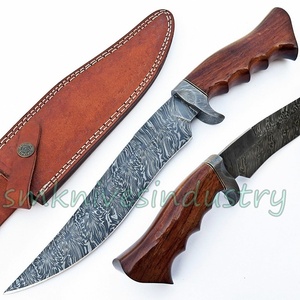 Damascus Knife Custom Handmade ROSE WOOD Handle Beautiful Knife <b>Fire</b> Pattern (smk1558) - Product Image 4