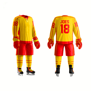 Ensembles d'uniformes courts de hockey sur glace en jersey rose à manches longues et noir, vêtements personnalisables sublimés pour les joueurs - Product Image 6