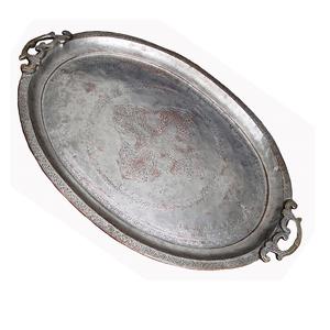 Articles pour hôtels, restaurants et maison en cuisine Plateau de service ovale en métal au design personnalisé avec poignées design pour pâtes - Product Image 1