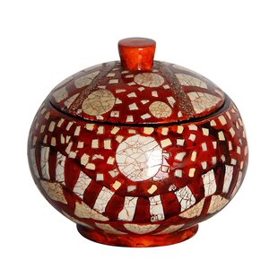 กล่องใส่แลคเกอร์หรูหราทรงกลมสีเงิน,กล่องแลคเกอร์ MDf,กล่องของขวัญแล็คเกอร์จากเวียดนาม - Product Image 1