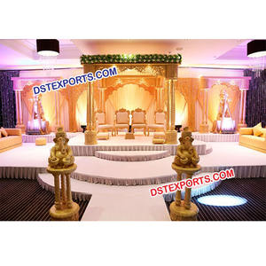 Boda madera tallada Palacio Mandap boda india ocho pilares dobles de madera MandapWedding hecho a mano Simple madera Mandap EE. UU. - Product Image 1