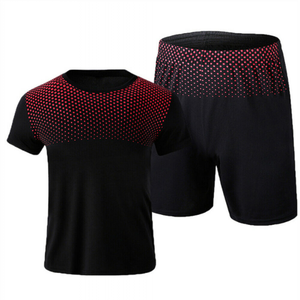 Conjuntos de pantalones cortos personalizados para hombre, camiseta de manga corta para fitness, conjunto de ropa de dos piezas para correr, venta al por mayor de fábrica - Product Image 1