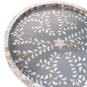 Juego de bandejas redondas de nácar para servir con seis posavasos Diseño floral para el hogar Oficina Hotel Restaurante Estilo tradicional - Product Image 1