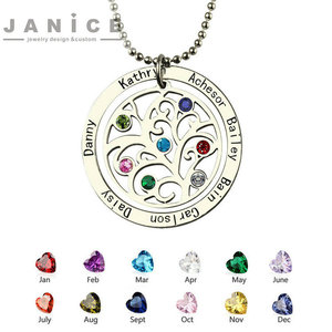 Gioielli collana con <span class=keywords><strong>nome</strong></span> dell'albero della vita con pietra di compleanno ciondolo personalizzato per albero genealogico amicizia albero della vita fascino regalo personalizzato - Product Image 3
