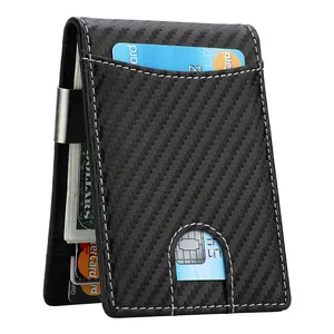 Slim Bi-Fold Clip Money Men Wallet Bolsillo frontal Cuero RFID Bloqueo Carteras para hombres