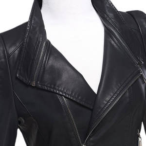 Chaqueta de Cuero Genuino Negra para Mujer 2022, Diseño a Cuadros, Impermeable, Cortavientos, Transpirable, Rellena de Algodón, Moda de Invierno - Product Image 3