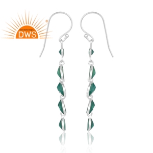 925 fin argent Sterling naturel vert Onyx pierre précieuse feuille conception balancent boucle d'oreille pour les femmes fabricant de bijoux - Product Image 3