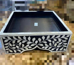 แท่นวางเค้กทำด้วยมือทำจากยางเรซินอินเดียกับแม่มุกฝังกระดูกสีสันสดใสจานใส่ขนมหวานสำหรับช็อคโกแลตและเค้ก - Product Image 6