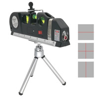Niveau laser professionnel 3-en-1 avec mini trépied portable et règle de mesure à lignes croisées de 2,4 m pour nivellement