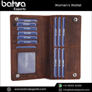 Portefeuille long vintage en cuir véritable pour femme, de qualité supérieure, avec plusieurs emplacements pour cartes, fermeture éclair, protection RFID, accessoire de luxe pour le quotidien - Product Image 2