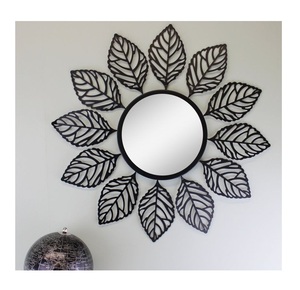 Black <b>Wall</b> <b>Mirror</b> for Bedroom Shadow <b>Mirror</b> <b>Mirror</b> Holder Modern Round Hot Selling Leave Design - Product Image 1