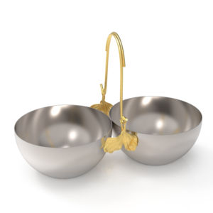 ชามสแตนเลส2ส่วนพร้อมที่จับหล่อแบบพรีเมี่ยม, ชามสแตนเลสสตีลสไตล์โลหะพร้อมที่จับทองเหลือง - Product Image 1