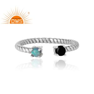 Fabulous Oxidized Sterling Silver <b>Ring</b> Fire <b>Opal</b> and Black Onyx Gemstone <b>Ring</b> Antique <b>Rings</b> Jewelry Wholesale - Product Image 2
