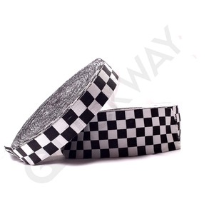 Cinta de grogrén negra, estampada a cuadros, Blanca - Product Image 6