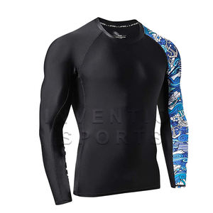 Los más vendidos para hombre de manga completa Rash Guard Compression Fit Quick-Dry Fabric Elegante manga de contraste Impreso Rash Guards en venta - Product Image 5