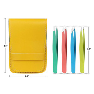 Professional 4-Piece Stainless Steel Eyebrow Tweezers Set with Slanted Tip Durable & Lightweight Design PU Leather Travel Case - Product Image 6
