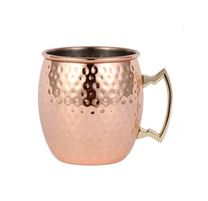 Tasse à eau potable en cuivre de taille personnalisée Tasse à mule de Moscou martelée en cuivre de qualité de luxe avec poignée en vrac - Product Image 2