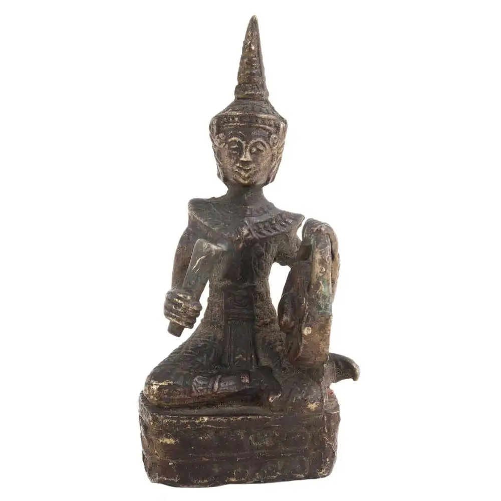 Escultura de Buda hecha a mano de latón antiguo, estatua de arte birmano, estatua, piezas de decoración, artículos de regalo