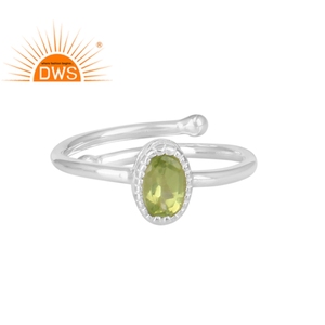 ธรรมชาติ Peridot พลอย925เครื่องประดับเงินสเตอร์ลิงปรับวงแหวนผู้ผลิตเครื่องประดับ - Product Image 1