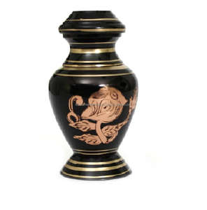 Urnes funéraires en marbre marron de fabrication indienne Urnes funéraires en laiton en gros avec bande de couleur noire Prix bas - Product Image 3