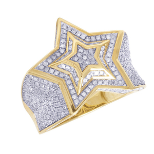 Anillo de Bodas de Oro de 10K para hombre, joyería de boda elegante con forma de estrella de diamante redondo de 1,20 quilates - Product Image 1
