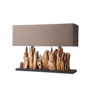 Lampe de table moderne convertible et pliable en bois massif style bois flotté, mobilier de salle à manger pour la maison, l'hôtel ou le bureau