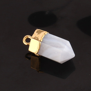 Pendentif pointeur en agate de dentelle bleue bijoux à breloques à caution unique électrolytique - Product Image 1