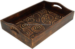 Design de chargeur rectangulaire durable Plateau de service en acacia en bois de manguier fantaisie respectueux de l'environnement pour les mariages de restaurants à domicile-quantité minimale de commande 50pcs - Product Image 5