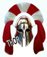 Casque médiéval grec corinthien chevalier romain casque spartiate avec panache rouge/blanc cosplay