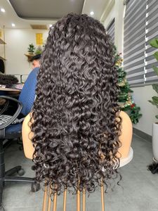 Perruque en cheveux humains bouclés avec dentelle frontale transparente, douce, à cuticules alignées, nœuds décolorés transparents, pré-épilée - Product Image 4