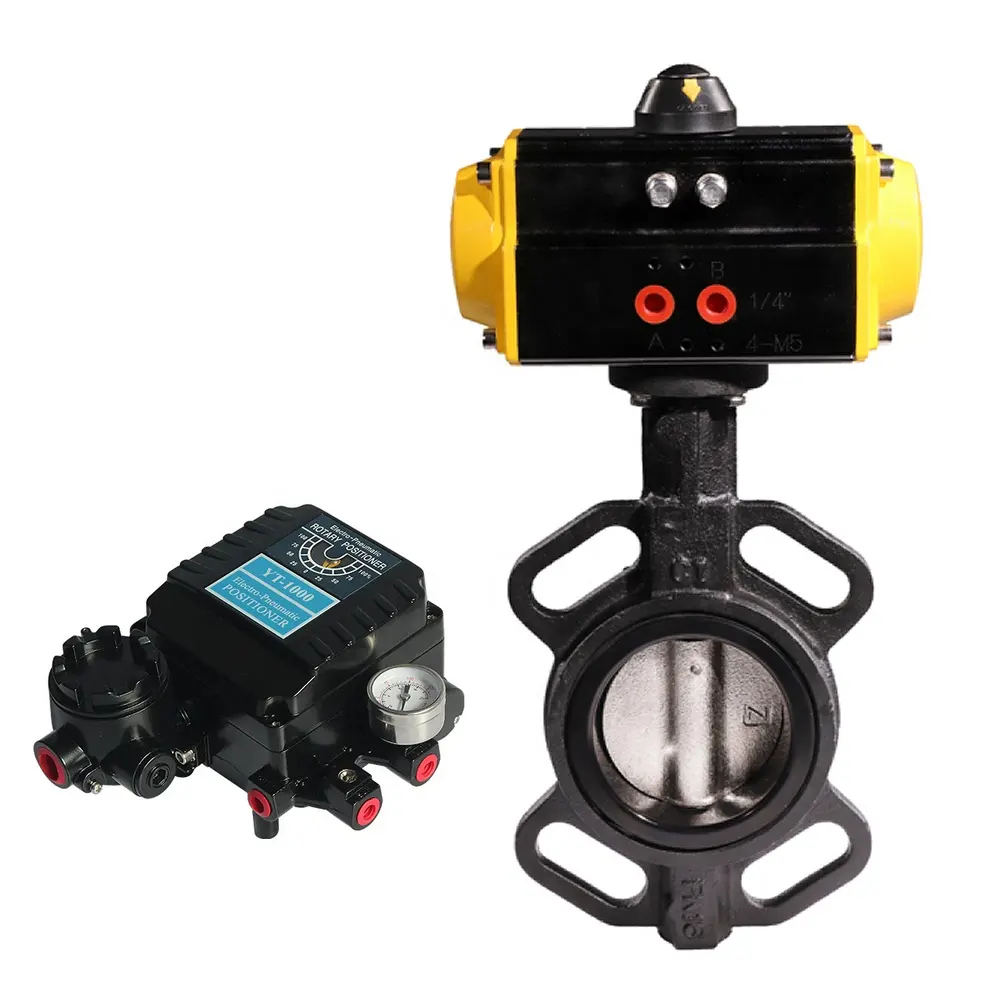 Double Acting Pneumatic Actuator LugとWafer Type Butterfly Valve PN16とPositioner