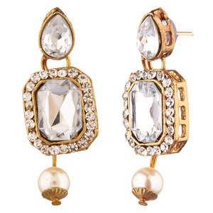 Indian Jewelry Set <b>Crystal</b> Choker Faux Pearl Multi Layered Strand Beaded <b>Necklace</b> Earrings Bollywood Jewelry Set for Women - Product Image 6