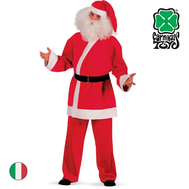 Disfraz de Papá Noel hecho en Italia, talla L/XL, compuesto de pantalones de pila, chaleco, cinturón, sombrero, disfraz de Navidad