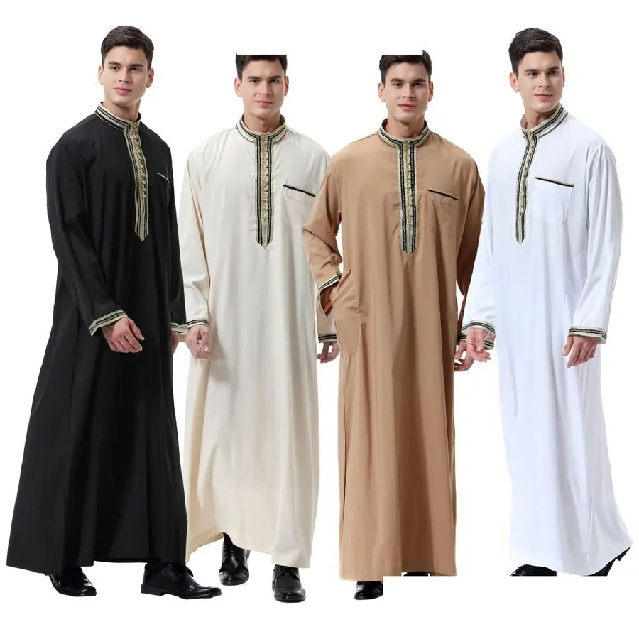 Tingwin Mens Casual Muslim 2 Pieces Cloaks Islamic Arab Thobe Thawb Caftan Sets