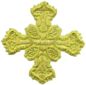 OEM, византийские литургические вышитые кресты для облачения, Высококачественная золотая металлическая духовная религиозная вышивка