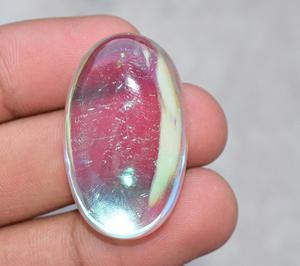 Pierres précieuses scintillantes en verre Mystic arc-en-ciel, pierre précieuse ample, Rare! Cabochon de pierres précieuses en verre Mystic, pierre précieuse multi-flash, pour bijoux - Product Image 3