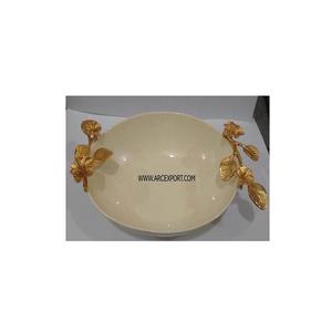 Classique Blanc Et Or Émail Décoration Alimentaire Plateau De Service Hôtel De Mariage Décoratif Collations Dessert Plateau De Service À Vendre Top - Product Image 2