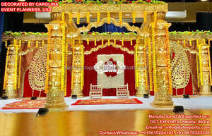 Mandap dorado brillante para boda tradicional, para ceremonia de boda, India - Product Image 3