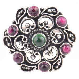 Anillo de plata de ley 92,5 para mujer, sortija redonda, hecho a mano, NSJR-63 - Product Image 1