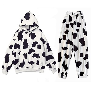High Quality Women's Chandal Dotted Print Tracksuit With Drawstring Hood Survetement Pullover Hooded Sweat Suits Traningsoverall - Product Image 2
