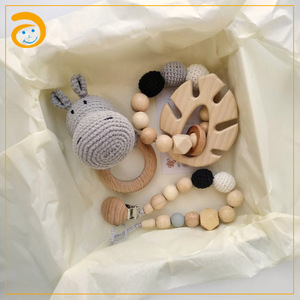 Amigurumi Éléphant crochet dentition hochets <span class=keywords><strong>attache</strong></span> tétine en bois jouets sensoriels d'autisme - Product Image 6