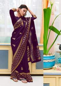 Sari en soie Banarasi jacquard avec chemisier, vêtements pour femmes, vêtements de fête, vêtements de tous les jours, sari en soie de coton doux, vente en gros à bas prix, ethnique - Product Image 3