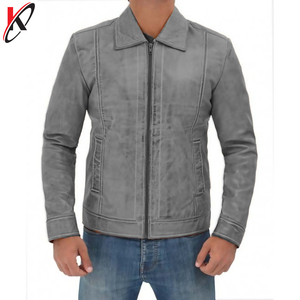 Veste de moto pour homme en cuir véritable, col montant, imperméable, respirante, écologique, hiver, avec fermetures éclair - Product Image 6