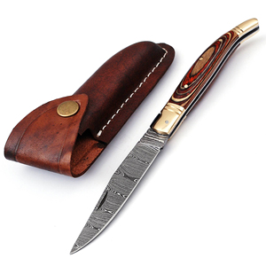 Custom Hand Forged Pocket Knife Hand Made Damascus Folding Knife with Leather Sheath Cover (smk1690) - Product Image 1