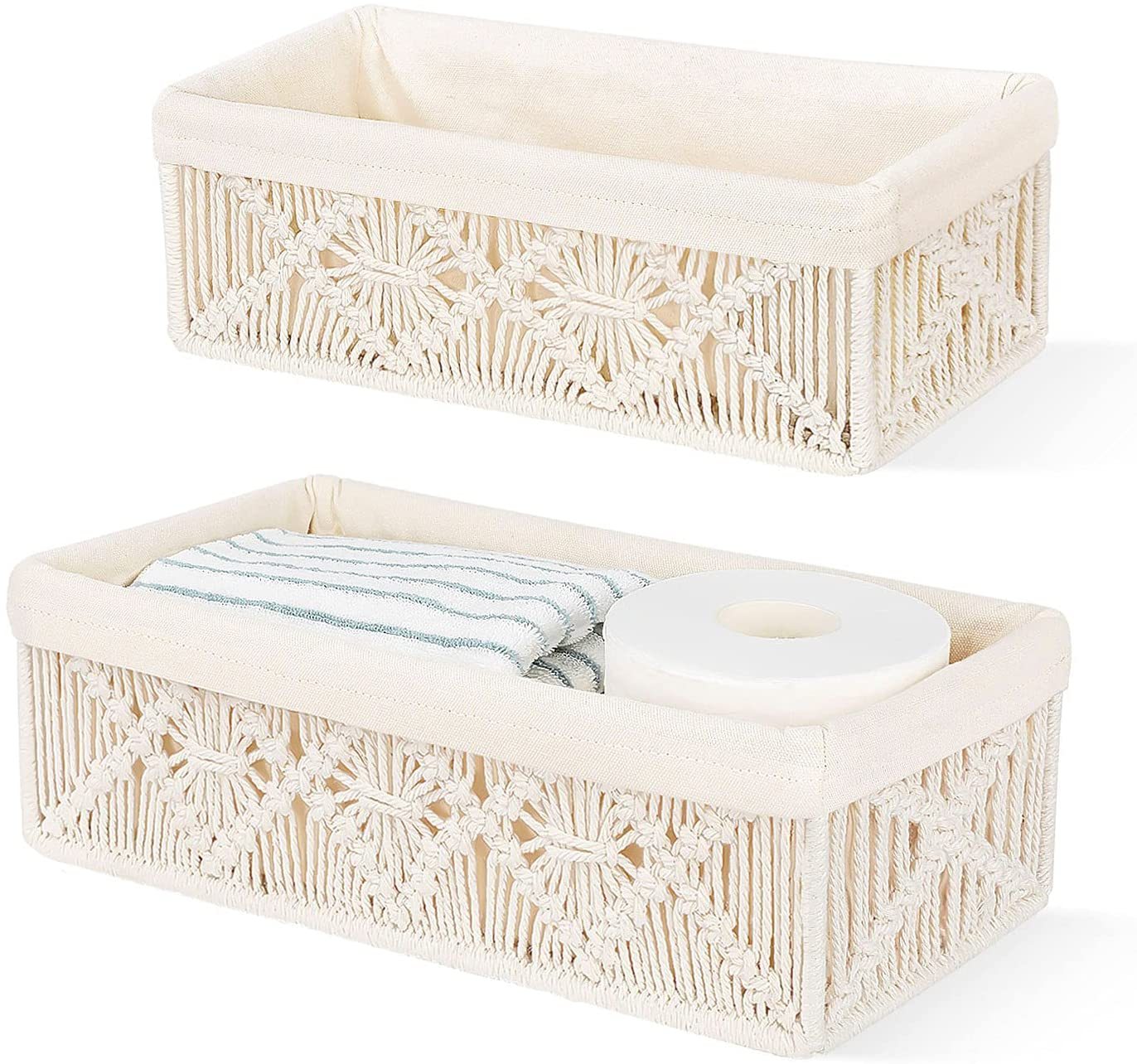Rangement En Corde De Coton Tissé Main - Pot Pour Stylos, Lunettes, Pinceaux - Environ 10x10 Cm, Vert Ou Marron - 9