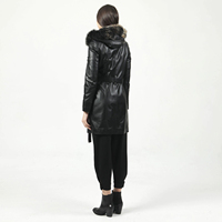 Veste longue en cuir de qualité supérieure pour femme 100% Capuche en cuir intérieure avec fourrure Respirant
