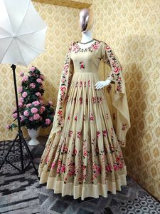 Joski — robe de soirée avec broderie à paillettes, miroir, travail à la main, robe en lin complet à manches longues, style Georgette - Product Image 5