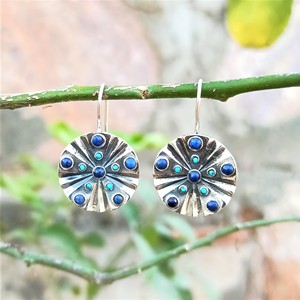 New Arrival Unisex 925 Sterling <b>Silver</b> Gemstone <b>Hoop</b> Drop Earrings Turquoise Lapis Gold Plated for Wedding Anniversary Party - Product Image 2